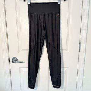 Sweaty Betty Leggings Shine Metallic Mesh Black Faux Leather Small